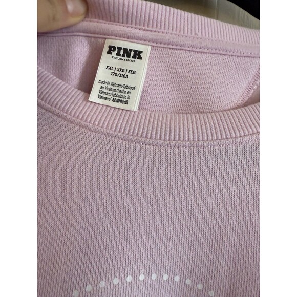 Victoria's Secret PINK Ivy Fleece Classic Crew Sweatshirt Size XXL 2XL Pink New - Picture 3 of 3